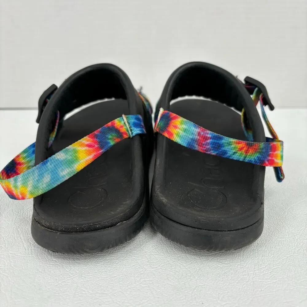 Chaco Chillos Sandals Size 5 Junior Sport‎ Black Rainbow Tie Dye Unisex Kids